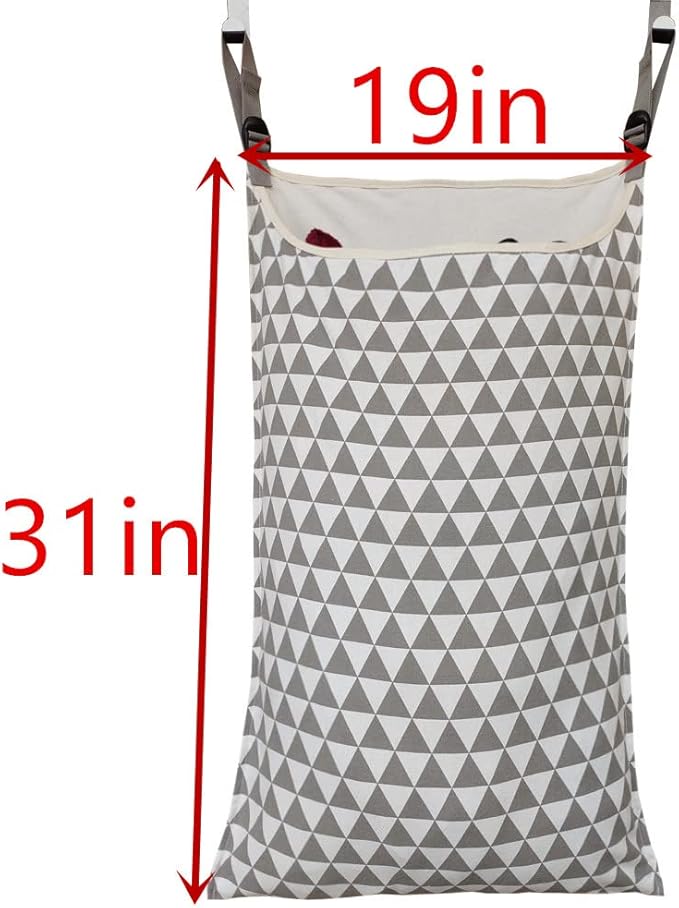 Adjustable Space Saving Door Hanging Laundry Hamper Bag with Over Door Hooks for Dirty Laundry-Ruum Studio Home