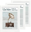 12x16 Picture Frame 3 pk - White Woodgrain, HD Tempered Glass, Wall Gallery Photo Frame-Ruum Studio Home