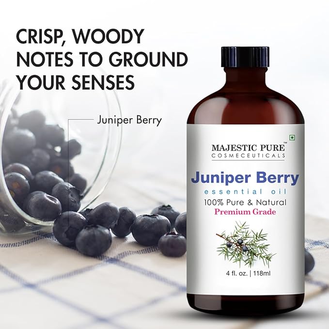 Majestic Pure Juniper Essential Oil with Glass Dropper - Huge 4 Fl Oz - 100% Pure and Natural Juniper Oil - Premium Grade Essential Oils for Diffuser, Aromatherapy, Soap and Candle Making-Ruum Studio Home