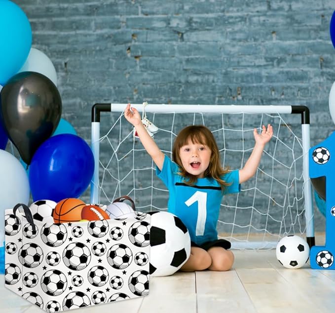 HIYAGON Rectangular Soccer Basket Kids Gift Basket Baby Boy Basket Kids Toy Storage Bin Basket Organizer Box Soccer Room Decor(Soccer)-Ruum Studio Home