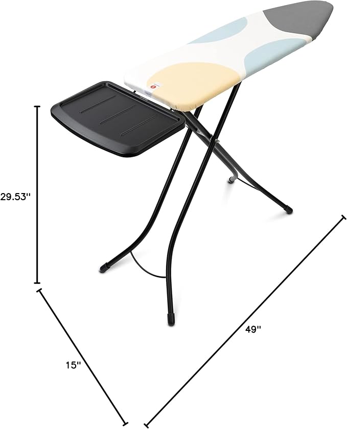 Brabantia Size B Ironing Board (49x15 in) 7 Height Options, Solid Steam Unit Rest Holder (Spring Bubbles) Non-Slip Feet, Anti-Collapse Child Locks-Ruum Studio Home