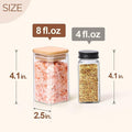 ComSaf 12Pcs Glass Spice Jars with Bamboo Lid, 8oz Airtight Square Containers with 275 Black Lables, Empty Seasoning Jars for Spice Salt Sugar-Ruum Studio Home