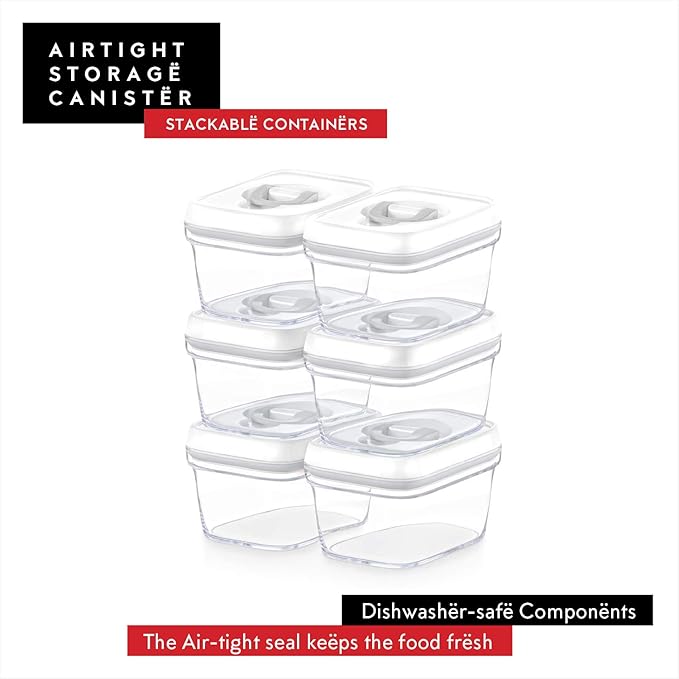 DWËLLZA KITCHEN Airtight Food Storage Containers with Lids – 6 Pieces All Same Size - Pantry Container for Spices, Candy, Nuts, Coffee and Tea, Clear Plastic BPA-Free, Keeps Food Fresh & Dry-Ruum Studio Home