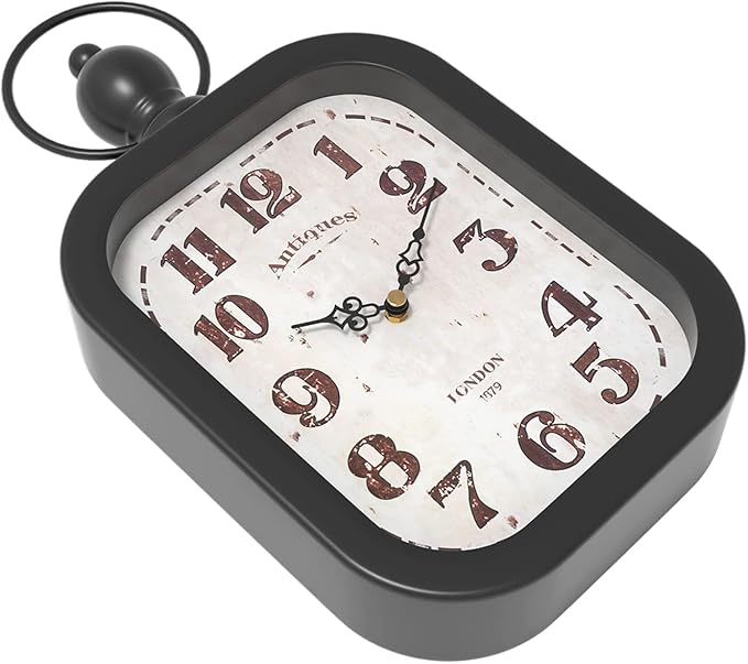 Menterry Small Retro Rectangle Wall Clock, Black Antique Vintage Style Decor Wall Clocks for Farmhouse,Bedroom,Kitchen,Bathroom (11" H x 6.1" W)-Ruum Studio Home