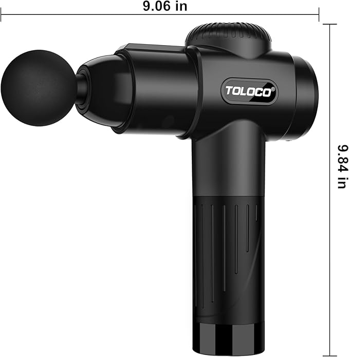 TOLOCO Massage Gun, Deep Tissue Back Massage for Athletes for Pain Relief, Percussion Massager with 10 Massages Heads & Silent Brushless Motor, Gifts for Fathers Day, Black-Ruum Studio Home