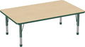 Factory Direct Partners FDP Rectangle Activity School and Classroom Kids Table (36 x 60 inch), Toddler Leg, Adjustable Height 15-24 inches - Maple Top and Green Edge-Ruum Studio Home