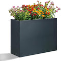 SUNNYPARK Large Metal Planter Box 32”x 12”x 24”, Rectangular Modern Grey Metal Planter Box Heavy Duty with Drainage Holes for Outdoor Garden Patio-Ruum Studio Home