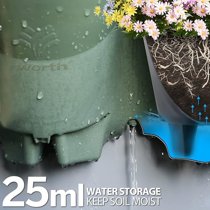 Worth Garden 36 Pockets Self Watering Vertical Planters Indoor Outdoor Living Wall Mounted - 9' Automatic Dripping Irrigation System Hose Kit Stackable Plastic Pot Herb Plants Home Balcony Decoration-Ruum Studio Home