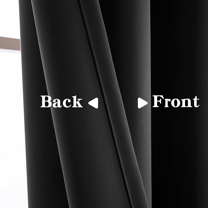Blackout Curtains 72 Inch Length for Bedroom, Thermal Insulated Blackout Curtains 2 Panels Set, Solid Grommet Privacy Room Darkening Drapes for Living Room Windows(W52 x L72, Dark Grey)-Ruum Studio Home