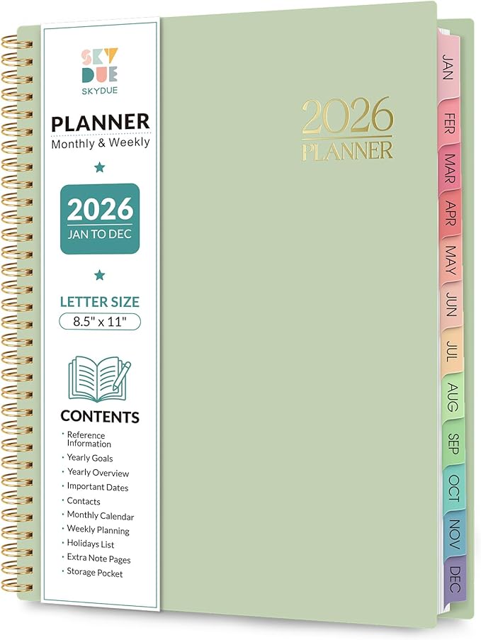Planner 2026, 8.5" x 11" Monthly & Weekly Planner with Tabs, JAN - DEC 2026, Goal Setting & Time Management Organizer for Professionals & Students-Ruum Studio Home