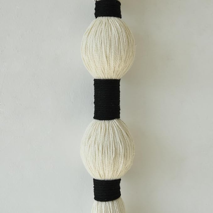 Macrame Wall Hanging Boho Wall Decor Small Sphericity Cotton Textile Tassel Hanging Fiber Yarn Art for Living Room Bedroom 27'' L x 2.3'' W-Ruum Studio Home