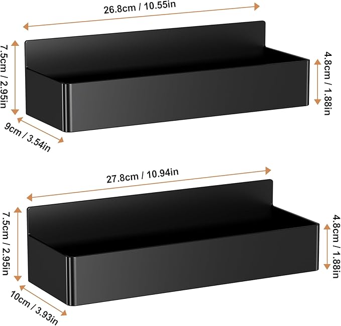 Magnetic Spice Rack for Refrigerator, Kitchen Organizer and Storage Shelf, Black (2 Pack)…-Ruum Studio Home