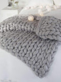 Chunky Knit Blanket Soft Handmade Knitting Throw for Bedroom Sofa Decor Super(Light Gray 60"x60")-Ruum Studio Home