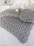 Chunky Knit Blanket Soft Handmade Knitting Throw for Bedroom Sofa Decor Super(Light Gray 40"x40")-Ruum Studio Home