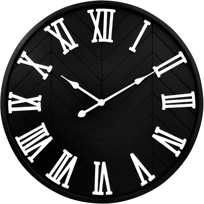 30 Inch Large Wall Clock Farmhouse Style - Black Silent Non-Ticking Rustic Decor for Living Room, Kitchen, Bedroom-Ruum Studio Home