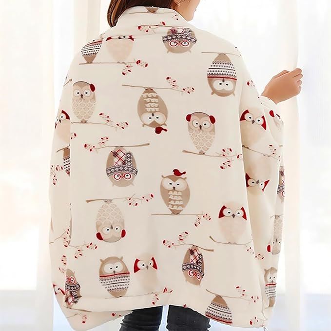 UKELER Owl Sherpa Bed Blanket King Size 90''x108''- Ultra Soft Cozy Flannel Fleece Blanket for Bed/Couch/Sofa/Office, Great Gift for Women's Day,Mother's Day,Father's Day,Thanksgiving,Christmas-Ruum Studio Home