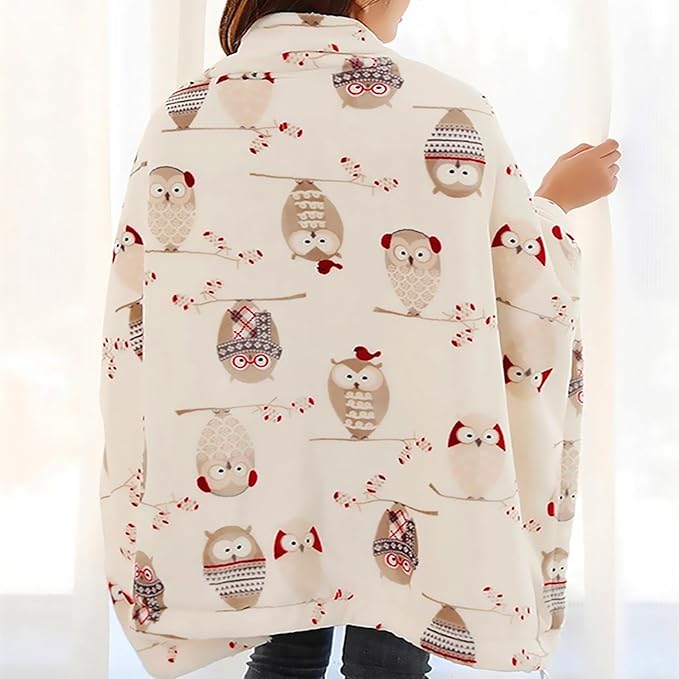 UKELER Owl Sherpa Fleece Blanket Twin Size 60''x80''- Ultra Soft Cozy Flannel Blanket for Bed/Couch/Sofa/Office/Camping, Great Gift for Women's Day,Mother's Day,Father's Day,Thanksgiving,Christmas-Ruum Studio Home