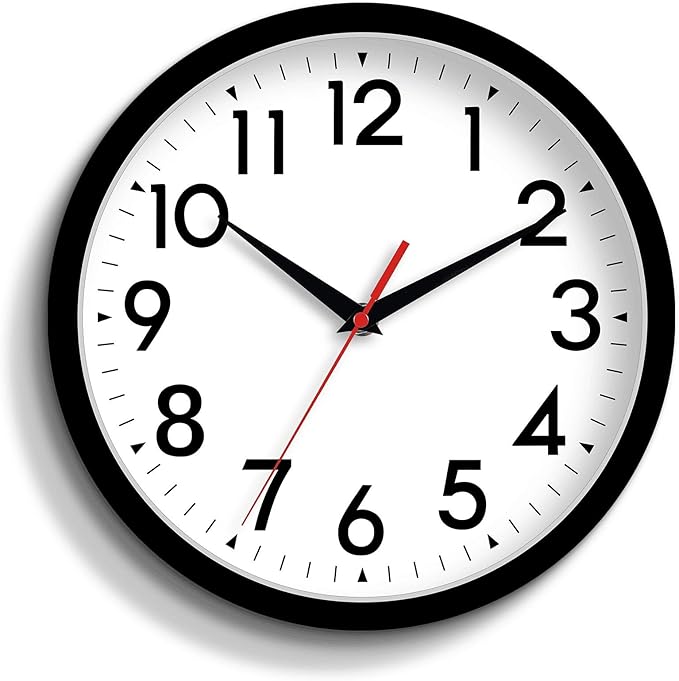 12 Inch Wall Clock Silent Non-Ticking Battery Operated Analog Clock Decorative for Office Kitchen Outdoor Living Room Classroom Bedroom Bathroom School(Black)-Ruum Studio Home