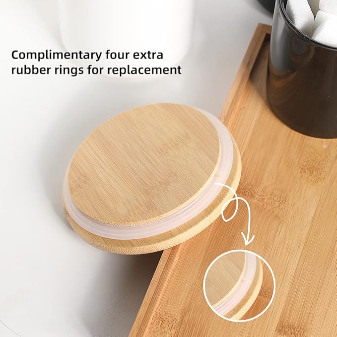 Sweejar Kitchen Canisters Ceramic Food Storage Jar Set, Stackable Containers with Airtight Seal Bamboo Lid for Serving Ground Coffee, Tea,Grains, Herbs,Sugar, Salt and More - Pack of 4（Turquoise）-Ruum Studio Home