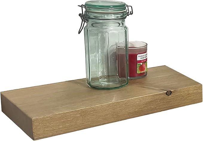 joelsantiques - 18 Inch Wooden Floating Shelves for Wall - 18x6x2 in - Made of Natural Wood - Short Heavy Duty Rustic Wall Shelves for Bedroom - Perfect for Bathroom, Kitchen - Natural-Ruum Studio Home
