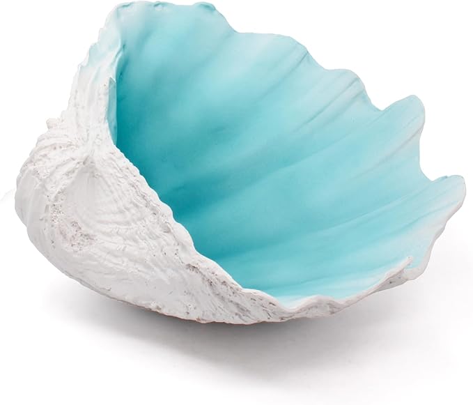 Extra Large Clam Shells Decorative Bowl-Turquoise Sea Shells Decorative Storage Bowls for Coastal Beach theme house table centerpiece decorations & Nautical decorations for coffee table -12.4"-1PC-Ruum Studio Home