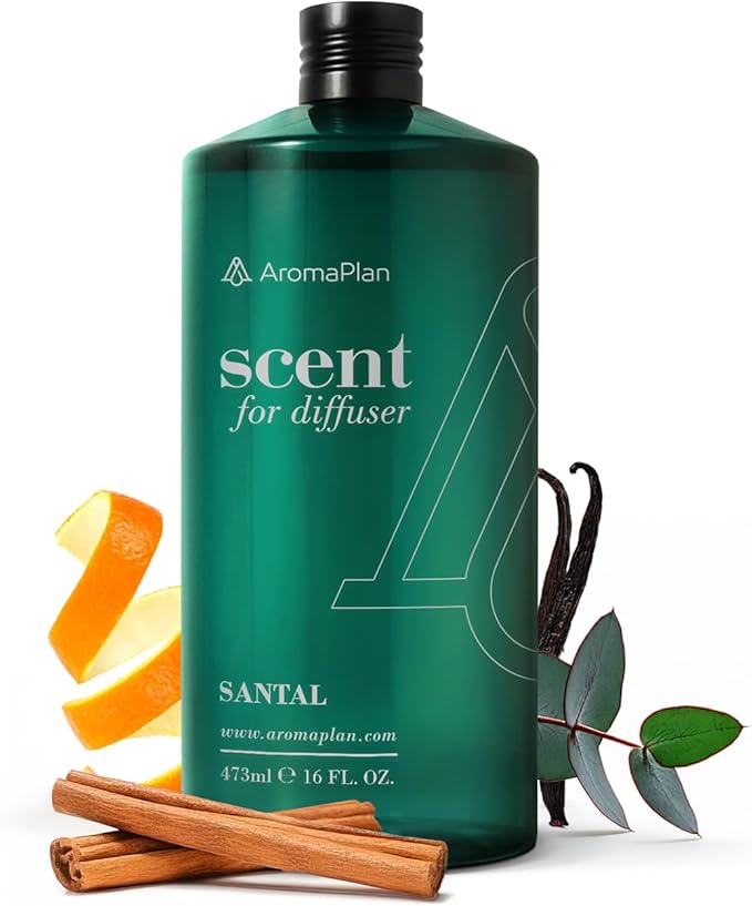 Aromaplan Hotel Scents Santal 16 Fl Oz (473ml), Home Luxury Aroma & Hotel Diffuser Oil- Hotel Diffuser Oil for Aromatherapy- USA Made, Bigger Bottle, Bolder Aroma & Longer Lasting-Ruum Studio Home