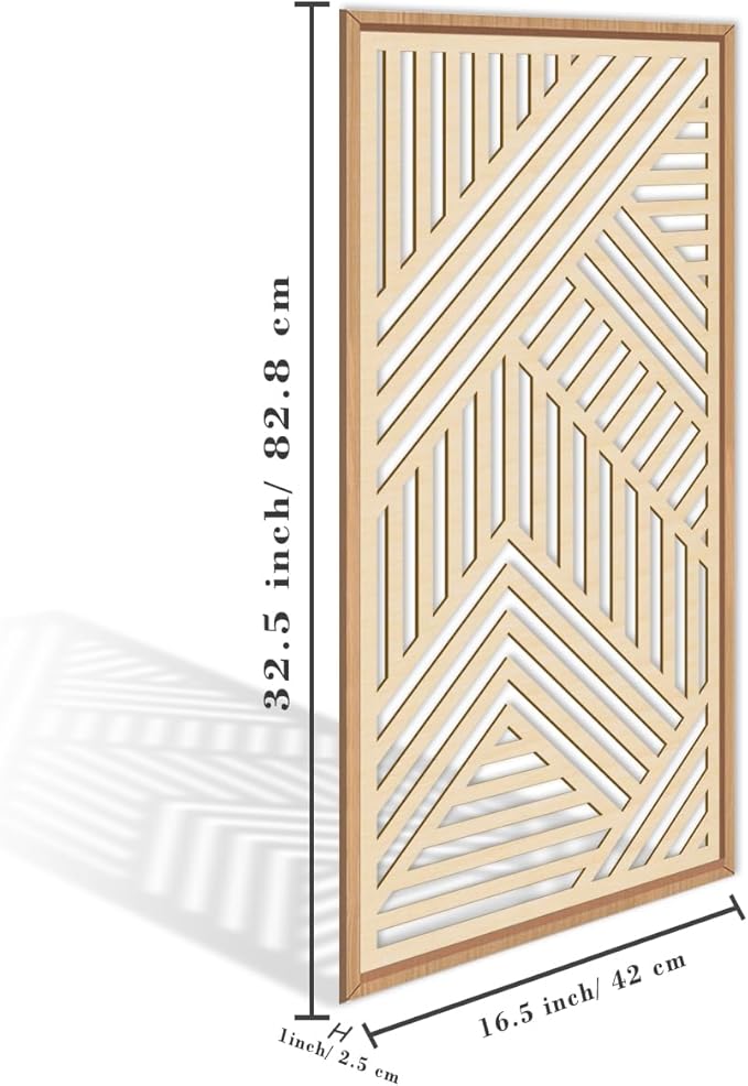 IARTTOP 3 Pieces Wood Boho Wall Art Framed Mid century Modern Wooden Wall Decor Large Minimalist Geometric Line Decor for Living Room Bedroom Office-16 x32-Ruum Studio Home