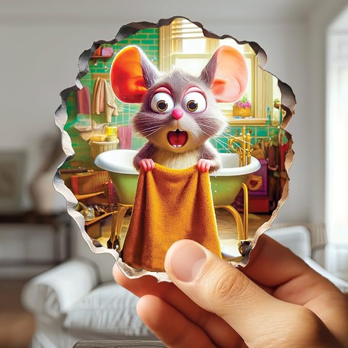 3D Mouse Sticker - Shower - Mousehole Wall Sticker Decal - Removable Bathroom Decor - Kids Room - Peel & Stick - Whimsical Home Decor - MICESTERPIECE-Ruum Studio Home