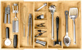 Adjustable Kitchen Drawer Organizer for Utensils and Junk, Food-Safe Contract Grade with 100% Sustainable Wood, Expandable from 16 to 28 Inches Wide - Natural Bamboo-Ruum Studio Home