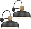 Outdoor Barn Light Gooseneck Barn Light, Farmhouse Exterior Wall Mount Light Vintage Wall Lighting Fixture Industrial Sconce Lantern for Porch, Entryway, Garage, Black, 2 Pack, Large-Ruum Studio Home