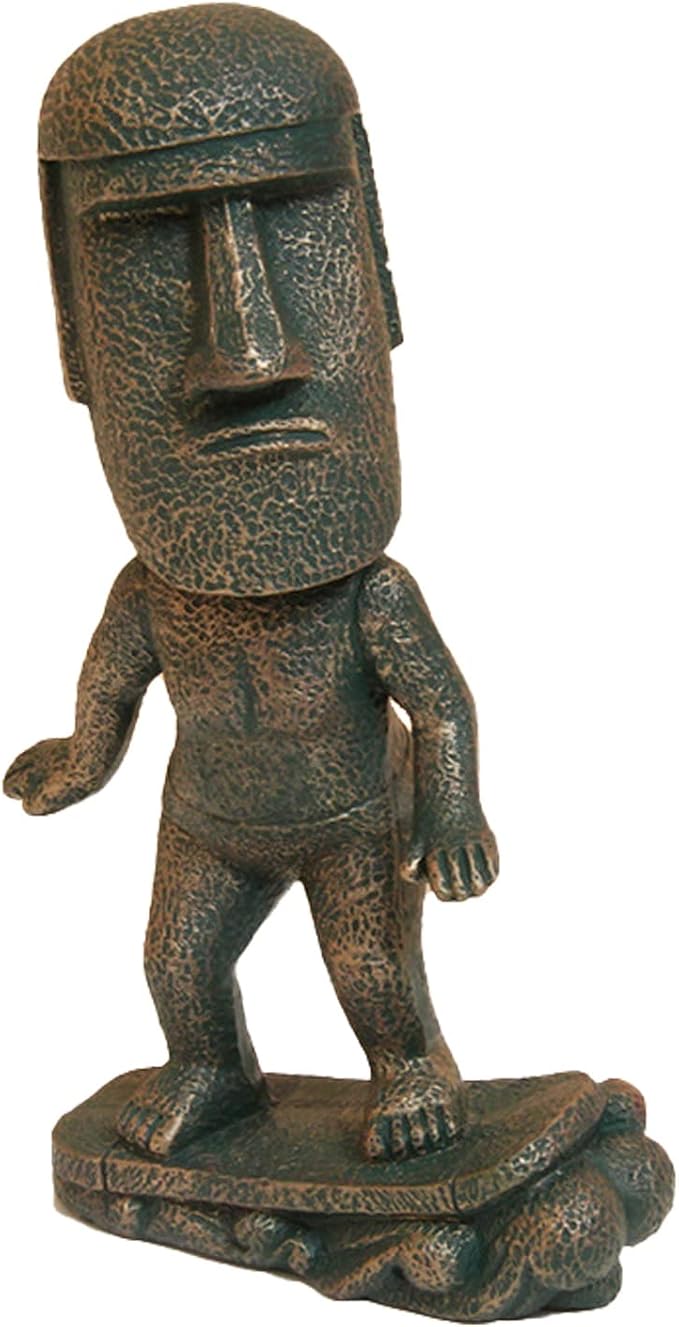 Moai Statue Decor - 6 Inch Easter Island Oranment Resin Stone Decoration for Room Accessories Antique Sculpture for Office Desktop (Surfing)-Ruum Studio Home