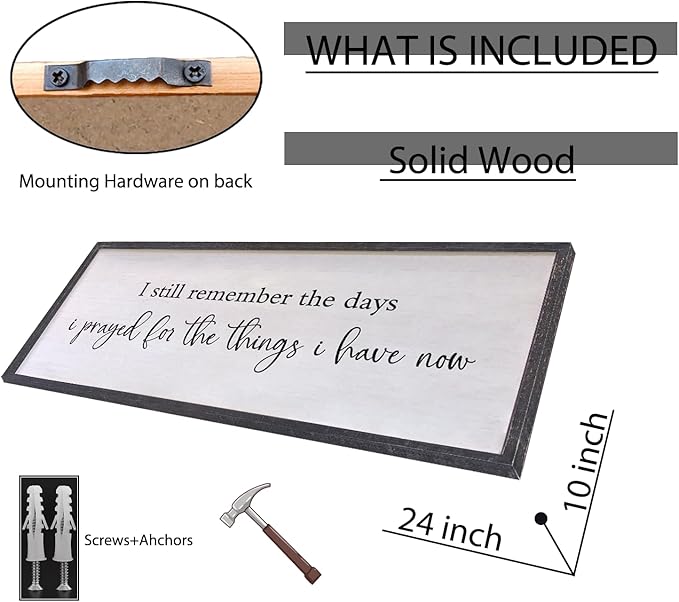I Still Remember The Days I Prayed Wall Decor Art 24"X10" for Home Living Room Family Wall Wooden Framed Sign (Black)-Ruum Studio Home