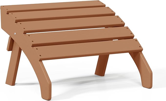 WestinTrends Dylan Outdoor Patio HDPE Adirondack Ottoman Footrest, Teak-Ruum Studio Home