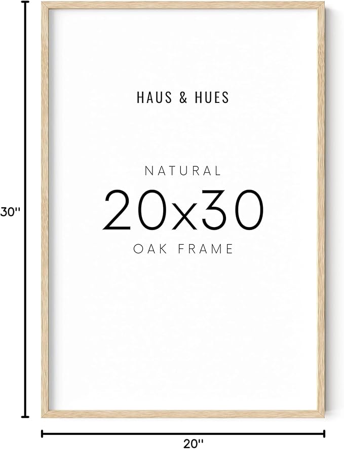 HAUS AND HUES Picture Frame, 20 x 30 inches, Beige Wood, Poster Frame, Natural Finish, Lightweight, for Horizontal and Vertical Wall Mount-Ruum Studio Home