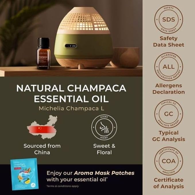 Gya Labs Champaca Essential Oil for Diffuser - 0.34 Fl Oz - 100% Pure Natural Champaca Oil for Skin, Hair, DIY Aroma Candle Making Scent-Ruum Studio Home