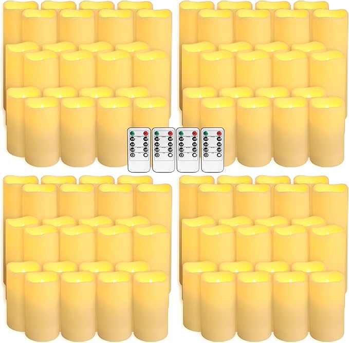 96-Pack LED Flameless Candles with Remote Control - Perfect for Home, Parties, and Special Occasions - Create a Magical Ambiance Effortlessly(Three Sizes)-Ruum Studio Home