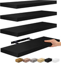 Sorbus Floating Shelves for Wall - 24" Bathroom Shelves, Wall Decor for Bedroom, Kitchen, Living Room, Home Decor & Book Storage - Mounted Floating Shelf with Invisible Brackets (Black, 4 Pack)-Ruum Studio Home