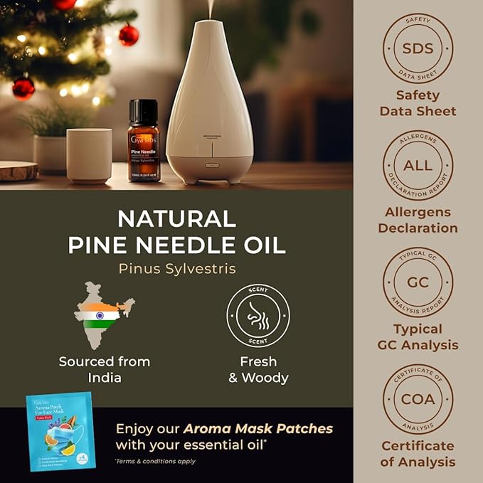 Gya Labs Pine Essential Oils for Diffuser - 0.34 Fl Oz - 100% Pure Natural Fall Pine Oil for Skin, Body Massages & Candle Making Scent-Ruum Studio Home