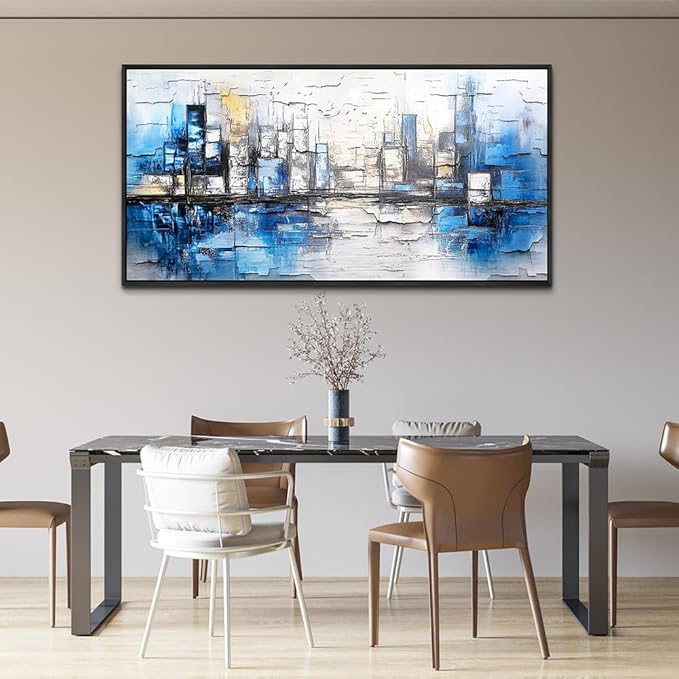 ZUITINGHUA Black Framed Canvas Wall Art For Living Room Large Wall Decor For Office Bedroom Decorations Blue Landscape Pictures Abstraction Paintings Artwork Aesthetic Mural Home Decor 30x60 In-Ruum Studio Home