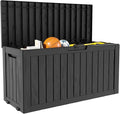 75 Gallon Double-Wall Resin Deck Box - Lockable Waterproof Outdoor Storage Box, 515lbs Capacity & Doubles as Seating for Patio Furniture - Garden Tools, Pool Accessories (Black)-Ruum Studio Home