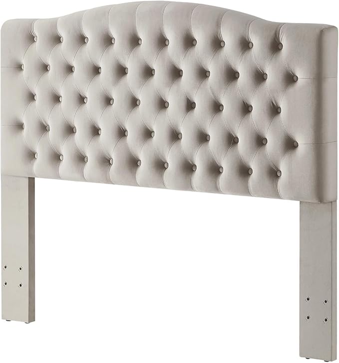 24KF Upholstered Tufted Button Velvet Headboard,Comfortable Fashional Headboard Queen/Full Size,Taupe-Ruum Studio Home