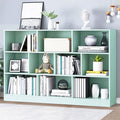 IOTXY Open Shelf Low Bookcase - Wooden 3-Tier Floor Standing Display Cabinet Organizer with Base, 10 Cubes Short Horizontal Bookshelf in Tiffany-Green-Ruum Studio Home