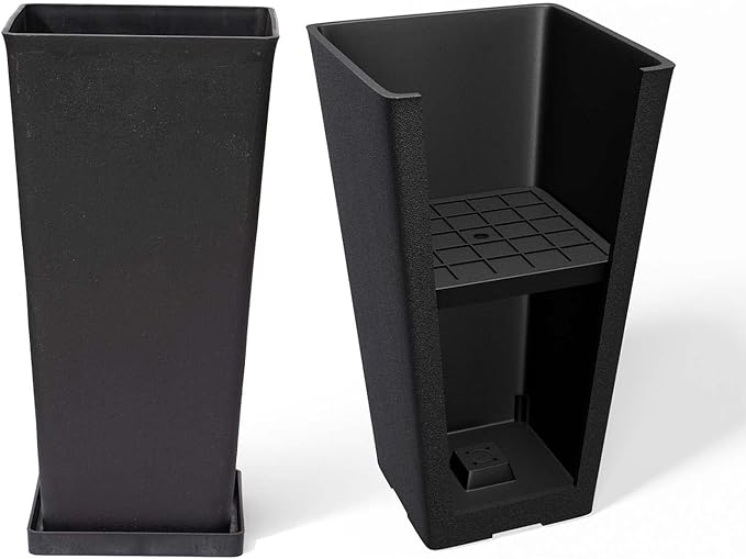 La Jolíe Muse Tall Planters 20 Inch, Flower Pot Pack 2, Patio Deck Indoor Outdoor Garden Tree Planters (Black)-Ruum Studio Home