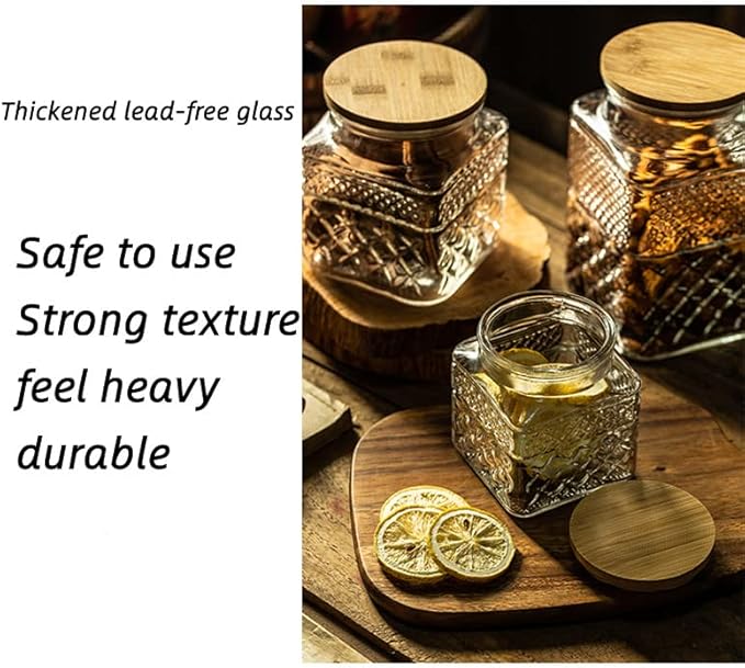 Glass Storage Jar, 38 FL OZ Glass Food Storage Canisters with Bamboo Lid, Kitchen Containers Decorative Jar Airtight Glass Jars For Cereal Nuts Snack Candy Cookies Coffee Tea-Ruum Studio Home