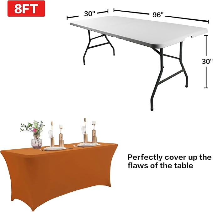 IVAPUPU 2 Pack 6FT Table Cloth for Rectangular Fitted Events Stretch Caramel Table Covers Washable Spandex Tablecloth Protector for Party, Wedding, Cocktail, Banquet, Festival-Ruum Studio Home