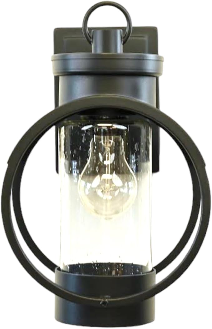 Muskoka Lifestyle Products Black Outdoor Weatherproof Wall Sconce Light Fixture, Rustic Porch Light, Entryway Light, Outdoor Wall Sconce Lantern-Ruum Studio Home