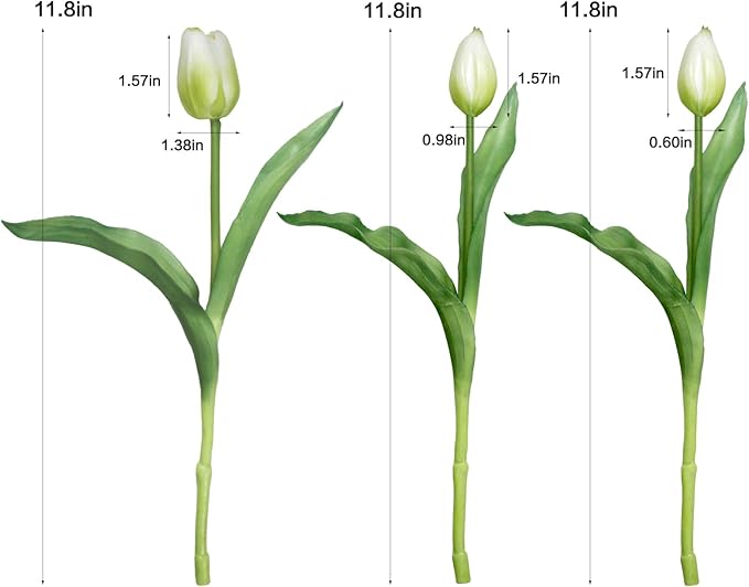 15pcs Artificial Tulips Flowers, Fake Tulips Real Touch, Faux Latex Bouquets, for Party Wedding Home Room Decoration (White)-Ruum Studio Home