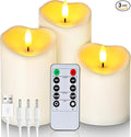 Homemory Rechargeable Flameless Candles, LED Candles, Battery Operated Candles with Remote and Timers, Outdoor Waterproof, Long Lasting, Set of 3-Ruum Studio Home