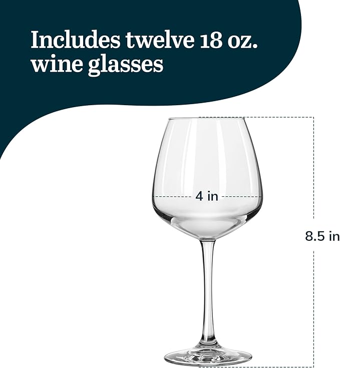 Libbey Vina Diamond Balloon Wine Glasses Set, Unique Angular Red Wine Glasses Set of 12, Large, Elegant Glass Wine Glasses for Celebratory Events-Ruum Studio Home
