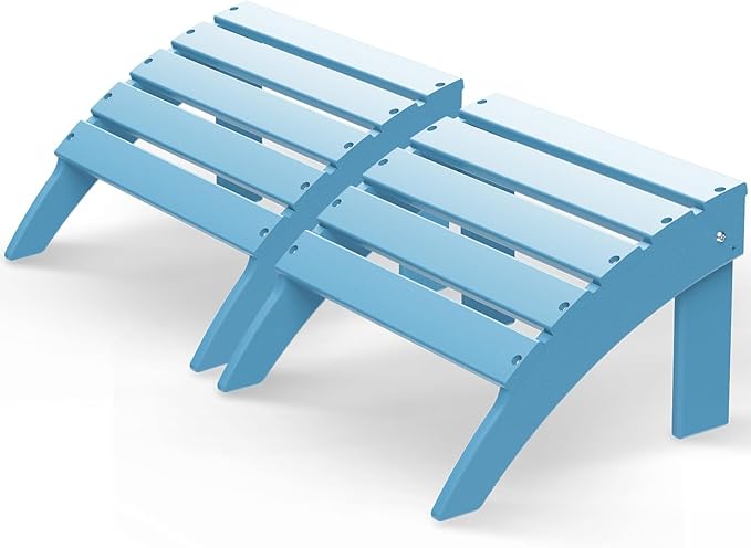 GREENVINES Adirondack-Ottoman | Set of 2 | HDPE Plastic | Outdoor Footrest | All Weather | Foot Rest | Foot Stool | Arctic | for Adirondack Chair | for Patio Backyard Pool-Ruum Studio Home